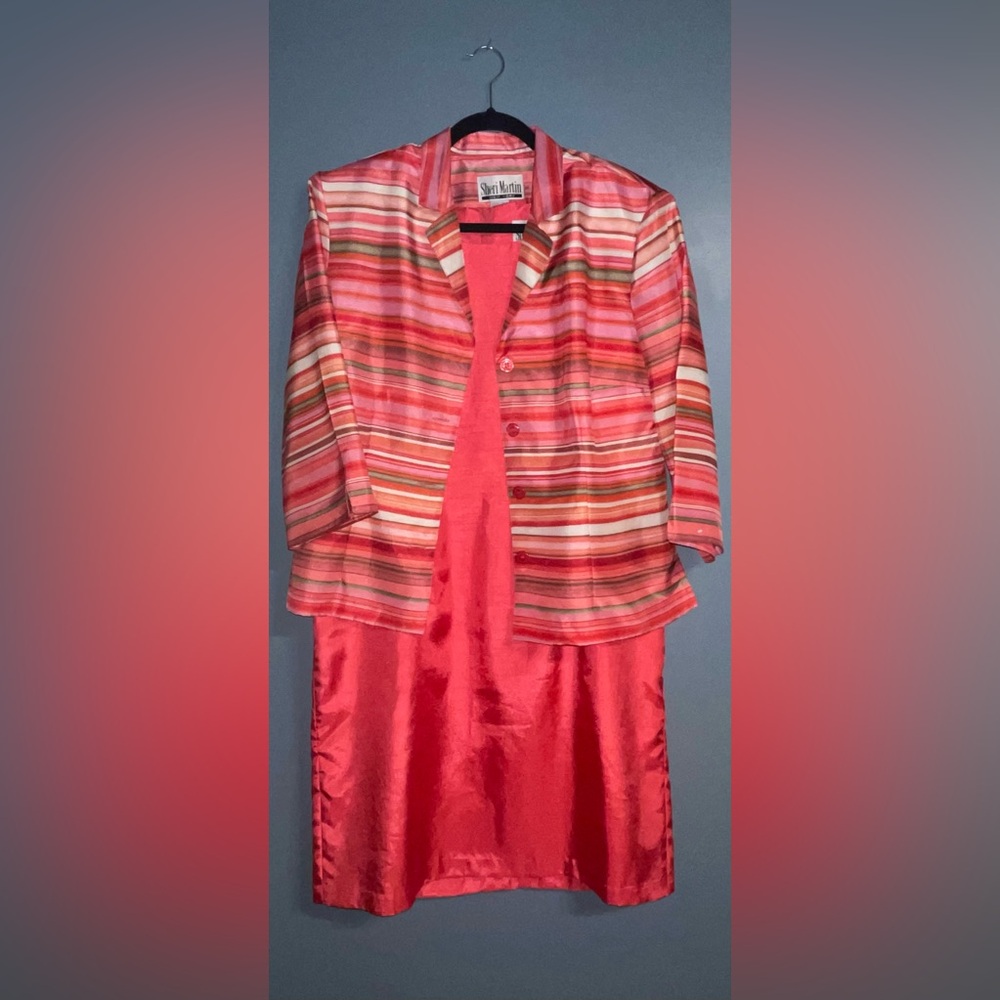 Sheri Martin Two-piece Dress and Jacket Set Hot Pink Size 14 EUC